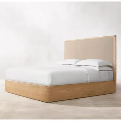 American modern simple oak wedding Queen bed,beige  Queen-150x200