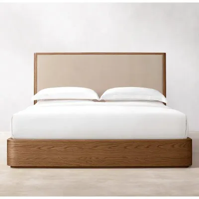 American modern simple oak wedding Queen bed,beige  Queen-150x200