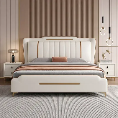 Luxury Princess Queen Bed Frame Waterproof  Headboards, beige color  Queen-150x200