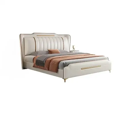 Luxury Princess Queen Bed Frame Waterproof  Headboards, beige color  Queen-150x200