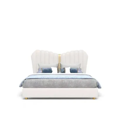  Queen Size Bed Frame Nordic Elegant Luxury Double Design, White Color Queen-150x200