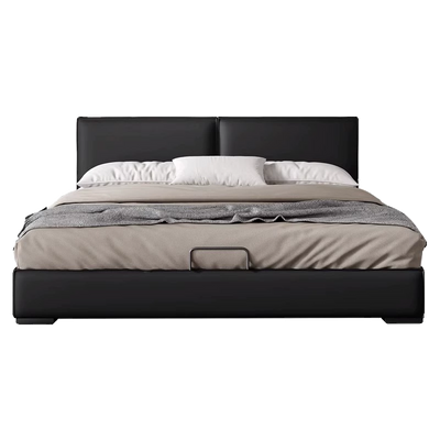 Nordic Queen bed frame with Storage space, black Queen-150x200