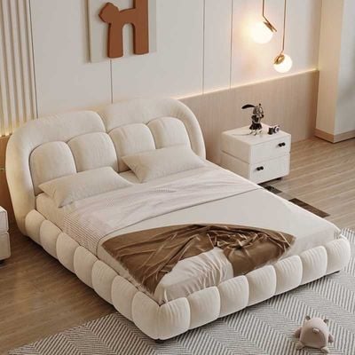 Italian Queen Bed Home Luxury Modern Design, Beige Color Queen-150x200