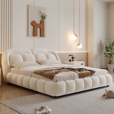 Italian Queen Bed Home Luxury Modern Design, Beige Color Queen-150x200