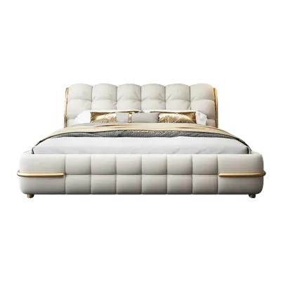 Multifunctional Marriage Queen Bed Storage Organizer Lounge, White Queen-150x200