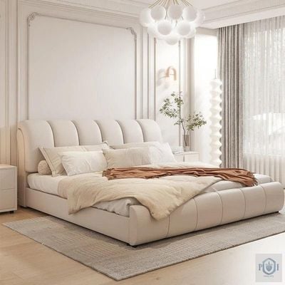 Elegant Classic Queen Bed frame, Beige Queen-150x200