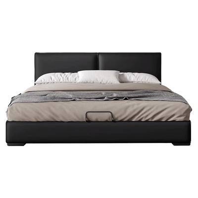 Nordic Queen bed frame with Storage space, black King-180x200