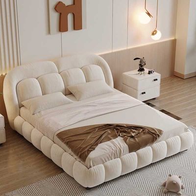 Italian Queen Bed Home Luxury Modern Design, Beige Color King-180x200