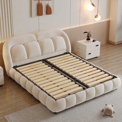 Italian Queen Bed Home Luxury Modern Design, Beige Color King-180x200