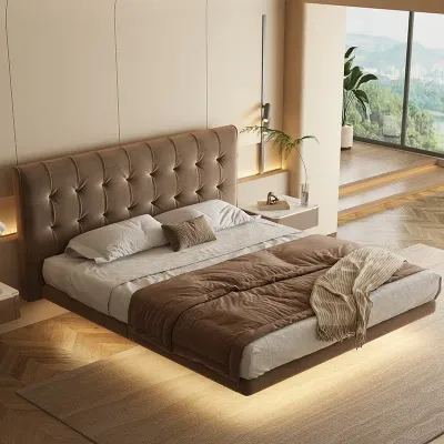 Luxury Elegant King Beds Frame Wood, white, Brown King-180x200