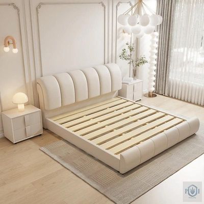 Elegant Classic Queen Bed frame, Beige King-180x200