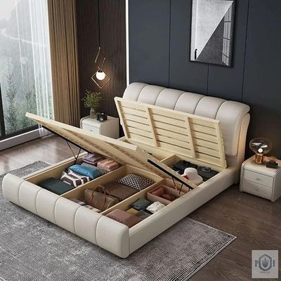 Elegant Classic Queen Bed frame, Beige King-180x200