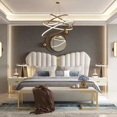  Super King Size Bed Frame Nordic Elegant Luxury Double Design, White Color Super King-200x200