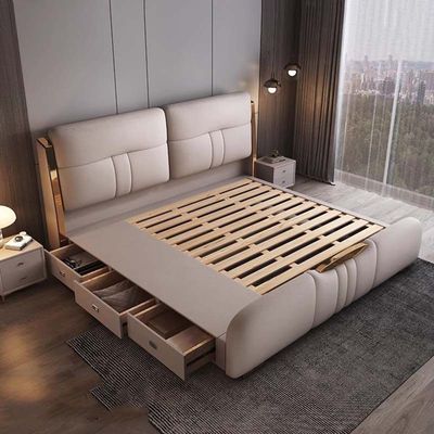 Super King Size Marriage Bed Organizer Drawers Storage Modern Luxury, Brown Color Super King-200x200