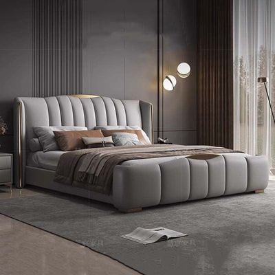 Multifunctional Couple Bed Bedroom Organizer Super King Size  Bed, Drak grey Super King-200x200