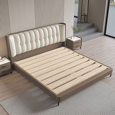 Aesthetic Super King Bed Italian Luxury Minimalist Leather, Creme & Brown Super King-200x200