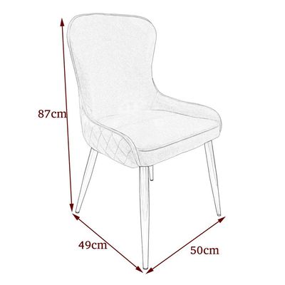 Dining Chair Velvet Armless Curved High Backrest Metal Legs Weaved Living Room Kitchen Restaurant Saloon Furniture