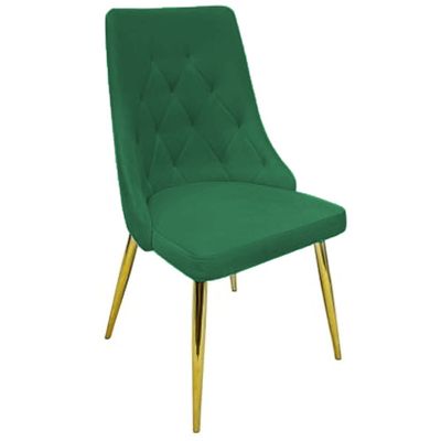 Velvet Dining Chair Armless Cushion Comfy Upholstered Living Room Kitchen Furniture Leisure Side Chairs Metal Legs. L50 x W50 x H90 - Green