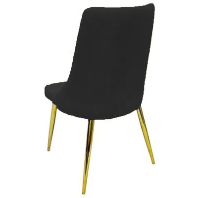 Velvet Dining Chair Armless Cushion Comfy Upholstered Living Room Kitchen Furniture Leisure Side Chairs Metal Legs. L50 x W50 x H90 - Black