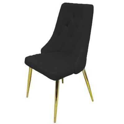 Velvet Dining Chair Armless Cushion Comfy Upholstered Living Room Kitchen Furniture Leisure Side Chairs Metal Legs. L50 x W50 x H90 - Black