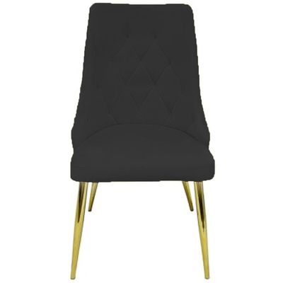 Velvet Dining Chair Armless Cushion Comfy Upholstered Living Room Kitchen Furniture Leisure Side Chairs Metal Legs. L50 x W50 x H90 - Black