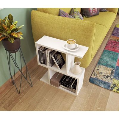 Versatile Asymmetrical Side Table  White Colour for Modern Spaces