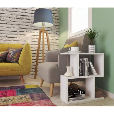 Versatile Asymmetrical Side Table  White Colour for Modern Spaces