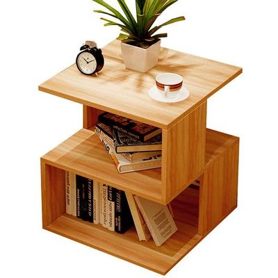 Stylish Cherry Asymmetrical Side Table with Storage