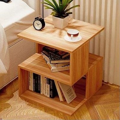 Stylish Cherry Asymmetrical Side Table with Storage