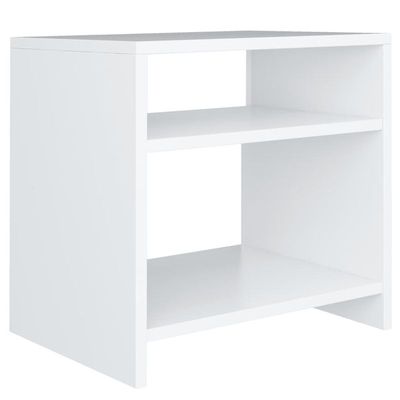 Modern White Side & Night Table with Shelves - Sleek and Functional Storage Solution