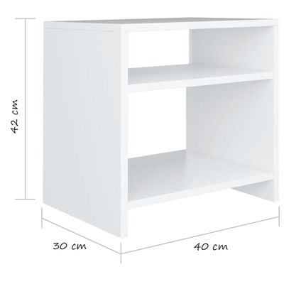 Modern White Side & Night Table with Shelves - Sleek and Functional Storage Solution