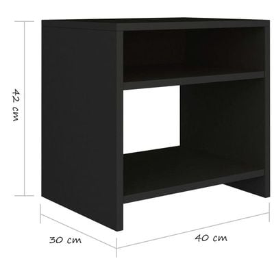 Modern Black Side  & Night Table with Shelves - Sleek and Functional Storage Solution