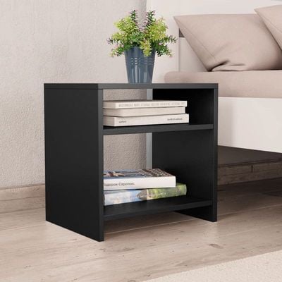 Modern Black Side  & Night Table with Shelves - Sleek and Functional Storage Solution