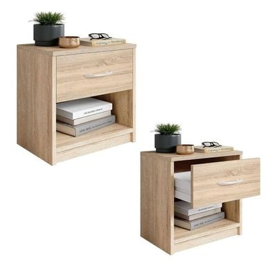 Modern Yellow Nightstand with Drawer and Shelf Storage - Stylish and Compact Side Table