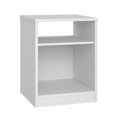 Modern White Side & Night Table with Shelves - Sleek and Functional Storage Solution