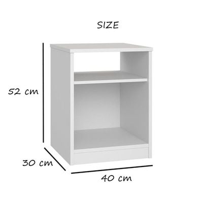 Modern White Side & Night Table with Shelves - Sleek and Functional Storage Solution