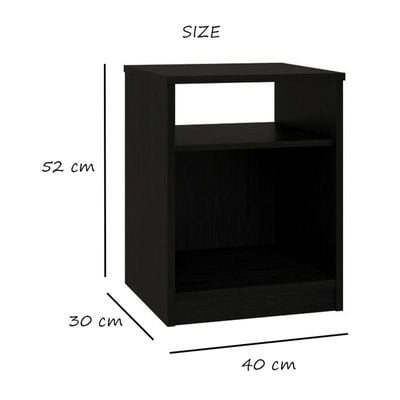 Modern Black Side  & Night Table with Shelves - Sleek and Functional Storage Solution