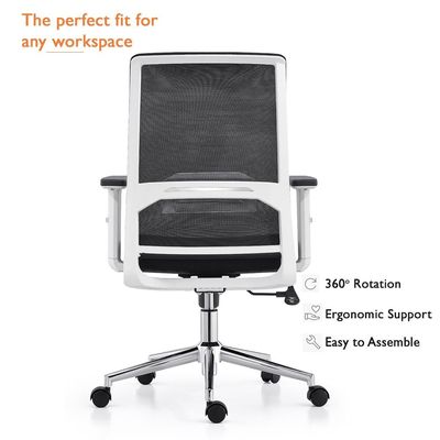 Mahmayi SL 518 Low Back Mesh Chair for Home and Office Adjustable Armrests and Backrest Modern Chair without Headrest Ergonomic Task Chair - Black and White