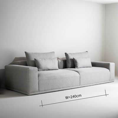 Grey Sofa 3-Seater Sofa L103 x W240 x H71 - Grey with 3 Years Warranty