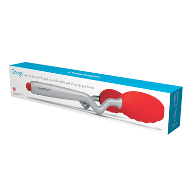 Dreamfarm Clongs 9-Inch Kitchen Tongs, Grippy Silicone and Stainless Steel, Click-Lock for Easy Open and Close, Non-Stick Safe, Heat Resistant, Red Cooking Tongs