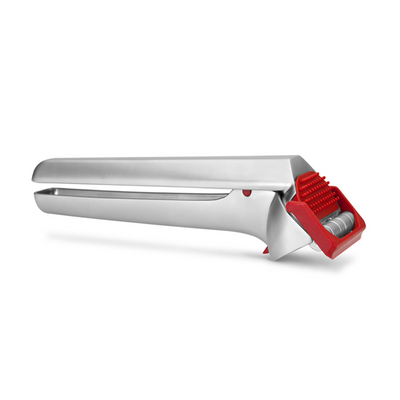 Dreamfarm Garject 2-in-1 Garlic Press, Peeler, and Mincer, Chrome-Plated Zinc, Effortlessly Crushes Garlic with Built-In Peel Ejector for No-Mess Cooking, Durable and Easy to Clean, Red
