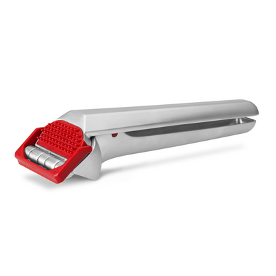 Dreamfarm Garject 2-in-1 Garlic Press, Peeler, and Mincer, Chrome-Plated Zinc, Effortlessly Crushes Garlic with Built-In Peel Ejector for No-Mess Cooking, Durable and Easy to Clean, Red