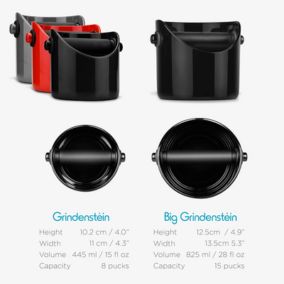 Dreamfarm Big Grindenstein Sturdy, Compact, Modern Espresso Coffee Grind Knock Box, Space-Saving Design, Durable, Easy to Use and Clean, Knock Box for Home Baristas, Black