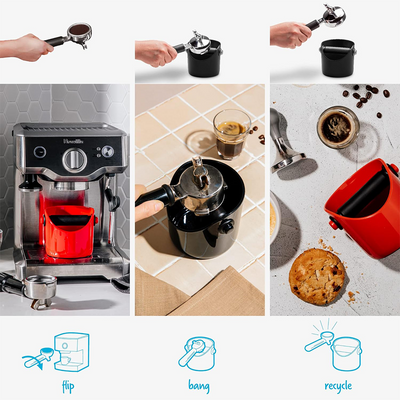 Dreamfarm Big Grindenstein Sturdy, Compact, Modern Espresso Coffee Grind Knock Box, Space-Saving Design, Durable, Easy to Use and Clean, Knock Box for Home Baristas, Black
