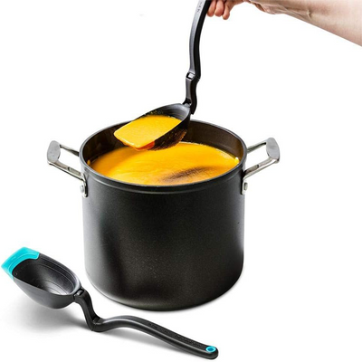 Dreamfarm Spadle, Non-Stick Cooking Spoon & Serving Ladle with Measurements, Silicone Ladle Spoon, Multifunctional Kitchen Cooking Spoon, Flexible Ladles For Cooking, Red