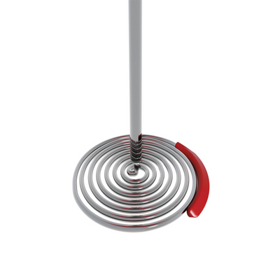 Dreamfarm Smood One-Handed Stainless Steel Spring Coil Vegetable and Potato Masher with Soft Grip and Bowl Scraper, 12-Inch, Easy to Use, Perfect for Mashing and Mixing, Red