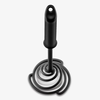 Dreamfarm Smood Lite One-Handed Nylon Spring Coil Vegetable and Potato Masher with Soft Grip and Bowl Scraper, Easy to Use, Durable, Ideal for Mashing and Mixing, Black