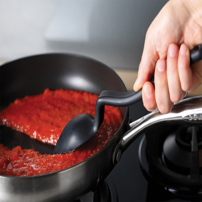 Dreamfarm Supoon Non-Stick Sit-Up Silicone Scraping, Serving, Cooking Spoon, Measures 5ml Tsp & 15ml Tbsp, 11 Inch, Durable, Easy to Clean, Perfect for Stirring and Serving, Black