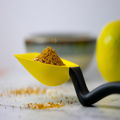 Dreamfarm Supoon Non-Stick Sit-Up Silicone Scraping, Serving, Cooking Spoon, Measures 5ml Tsp & 15ml Tbsp, 11 Inch, Durable, Easy to Clean, Perfect for Stirring and Serving, Yellow