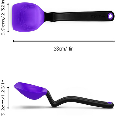 Dreamfarm Supoon Non-Stick Sit-Up Silicone Scraping, Serving, Cooking Spoon, Measures 5ml Tsp & 15ml Tbsp, 11 Inch, Durable, Easy to Clean, Perfect for Stirring and Serving, Purple